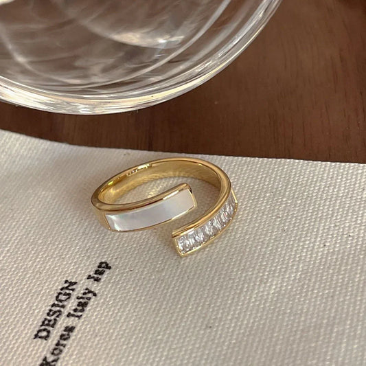 Sparkle Diamonds Enameled Gold - Ring