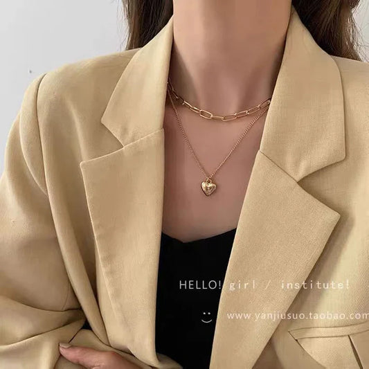 Double Layer Heart Gold - Necklace